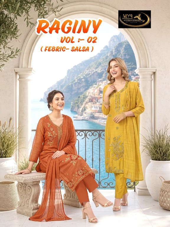 MY9 RAGINY VOL 1 WHOLESALE READYMADE HEAVY SALSA WITH HAND WORK 3 PCS COMBO SET SUITS FOR EXPORT