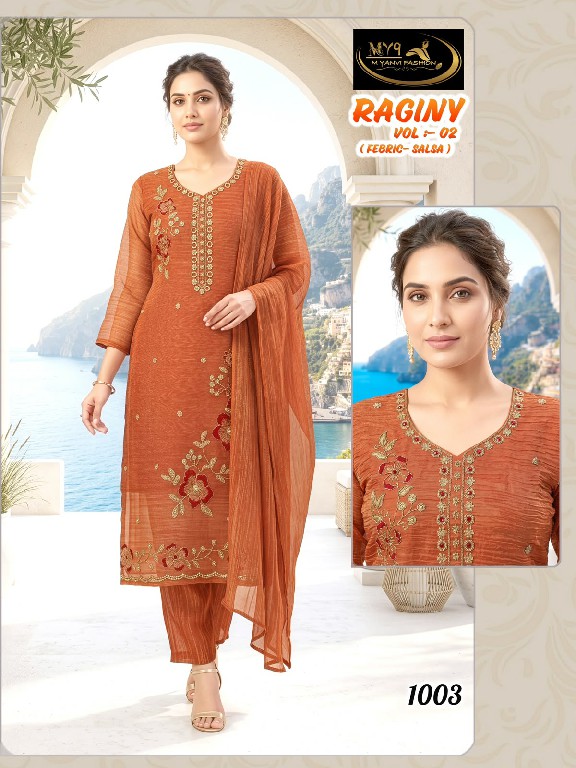 MY9 RAGINY VOL 1 WHOLESALE READYMADE HEAVY SALSA WITH HAND WORK 3 PCS COMBO SET SUITS FOR EXPORT