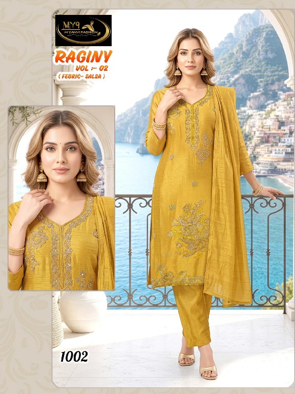 MY9 RAGINY VOL 1 WHOLESALE READYMADE HEAVY SALSA WITH HAND WORK 3 PCS COMBO SET SUITS FOR EXPORT