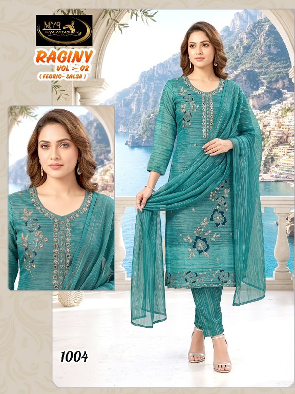 MY9 RAGINY VOL 1 WHOLESALE READYMADE HEAVY SALSA WITH HAND WORK 3 PCS COMBO SET SUITS FOR EXPORT
