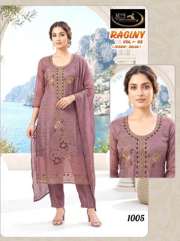 MY9 RAGINY VOL 1 WHOLESALE READYMADE HEAVY SALSA WITH HAND WORK 3 PCS COMBO SET SUITS FOR EXPORT