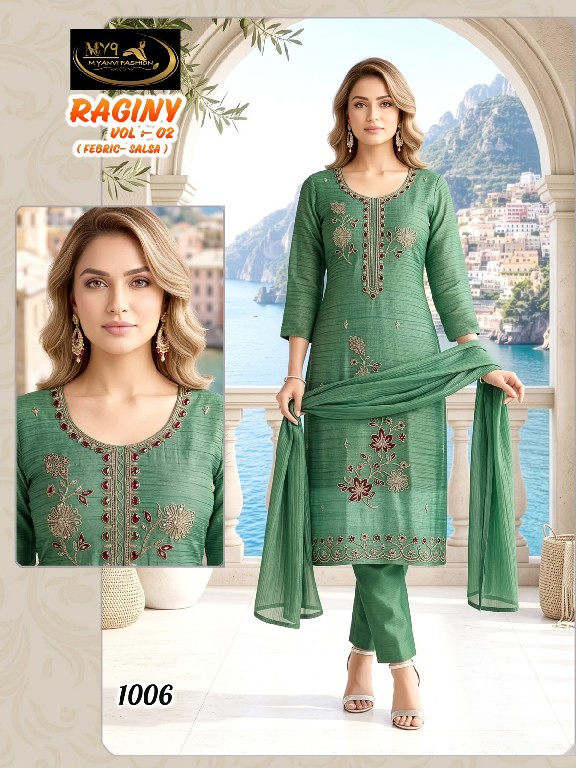 MY9 RAGINY VOL 1 WHOLESALE READYMADE HEAVY SALSA WITH HAND WORK 3 PCS COMBO SET SUITS FOR EXPORT