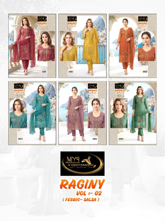 MY9 RAGINY VOL 1 WHOLESALE READYMADE HEAVY SALSA WITH HAND WORK 3 PCS COMBO SET SUITS FOR EXPORT