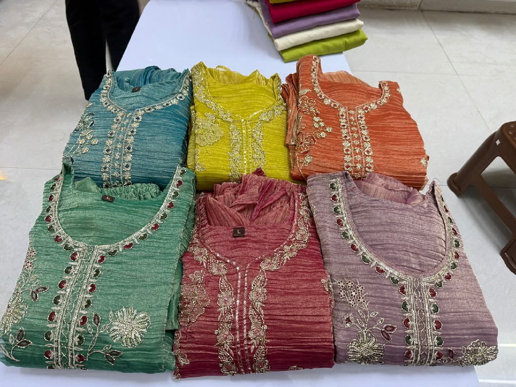 MY9 RAGINY VOL 1 WHOLESALE READYMADE HEAVY SALSA WITH HAND WORK 3 PCS COMBO SET SUITS FOR EXPORT