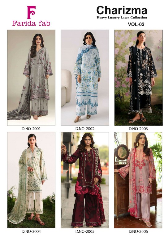FARIDA FAB CHARIZMA VOL 2 WHOLESALE READYMADE PURE COTTON PRINTED PAKISTANI REGULAR WEAR 3 PCS SUITS EXPORTER