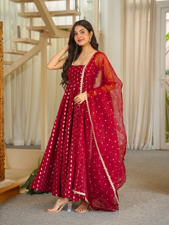 TEXTILEDEAL D.NO KD 1647 WHOLESALE READYMADE JACQUARD BUTTI PARTY WEAR ANARKALI 3 PCS SUITS SUPPLIER