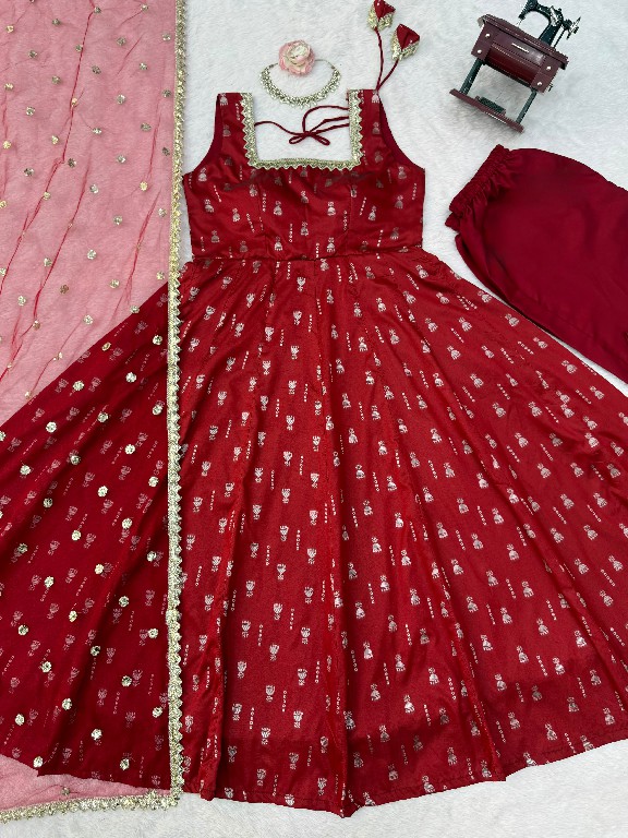 TEXTILEDEAL D.NO KD 1647 WHOLESALE READYMADE JACQUARD BUTTI PARTY WEAR ANARKALI 3 PCS SUITS SUPPLIER