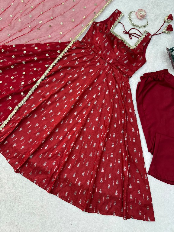 TEXTILEDEAL D.NO KD 1647 WHOLESALE READYMADE JACQUARD BUTTI PARTY WEAR ANARKALI 3 PCS SUITS SUPPLIER