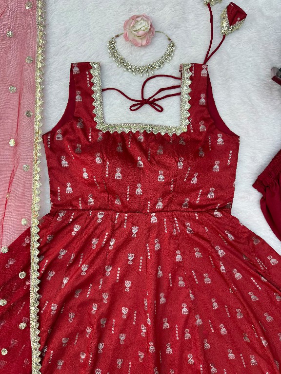 TEXTILEDEAL D.NO KD 1647 WHOLESALE READYMADE JACQUARD BUTTI PARTY WEAR ANARKALI 3 PCS SUITS SUPPLIER
