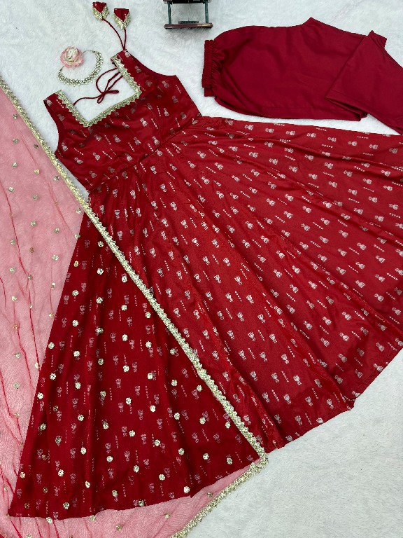 TEXTILEDEAL D.NO KD 1647 WHOLESALE READYMADE JACQUARD BUTTI PARTY WEAR ANARKALI 3 PCS SUITS SUPPLIER
