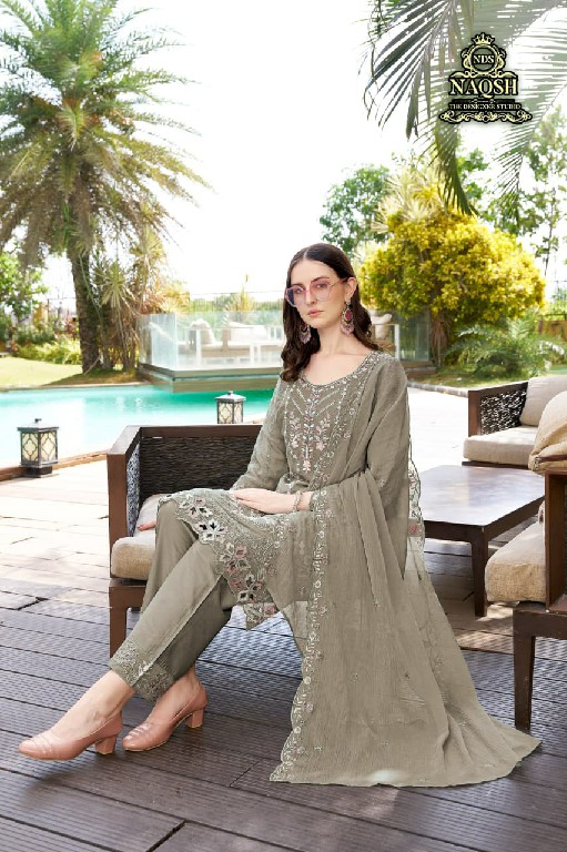 NAQSH D.NO NDS-15041 WHOLESALE READYMADE GOLDEN CHIFFON WITH HAND WORK 3 PCS COMBO SET SUITS SUPPLIER