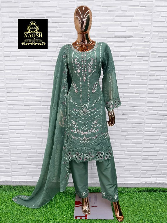 NAQSH D.NO NDS-15041 WHOLESALE READYMADE GOLDEN CHIFFON WITH HAND WORK 3 PCS COMBO SET SUITS SUPPLIER
