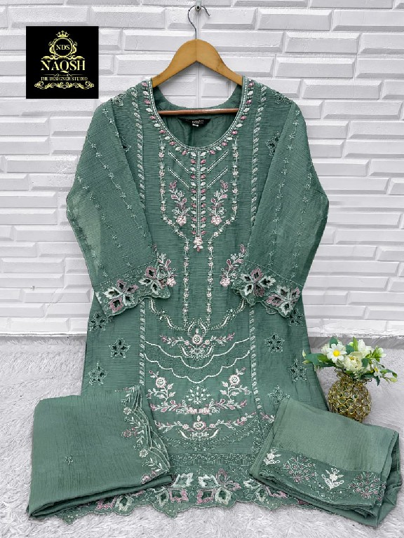NAQSH D.NO NDS-15041 WHOLESALE READYMADE GOLDEN CHIFFON WITH HAND WORK 3 PCS COMBO SET SUITS SUPPLIER