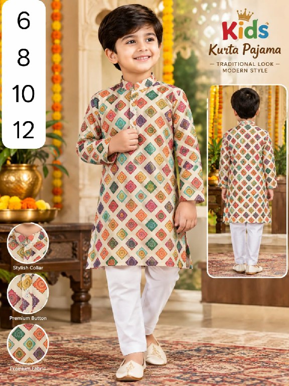 VENMER PRESENT READYMADE SOFT COTTON PRINTED KURTA PYJAMA FOR KIDS SUPPLIER