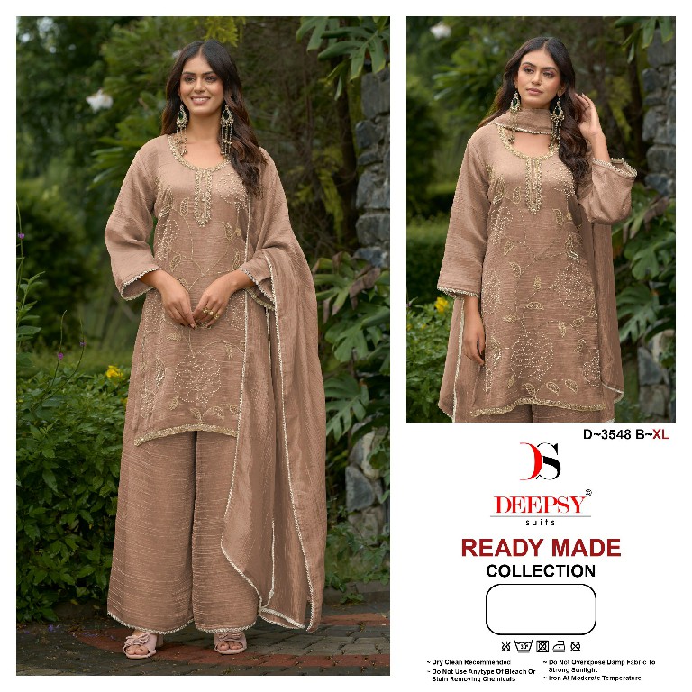 DEEPSY D.NO 3548 WHOLESALE READYMADE SALSA SILK WITH BEATS WORK PLAZZO STYLE 3 PCS SUITS SUPPLIER