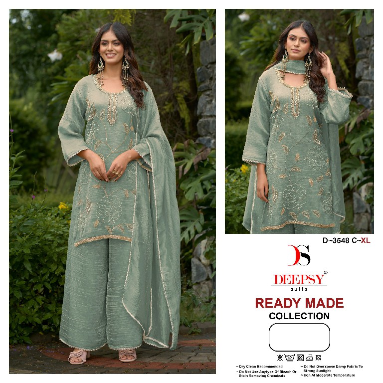DEEPSY D.NO 3548 WHOLESALE READYMADE SALSA SILK WITH BEATS WORK PLAZZO STYLE 3 PCS SUITS SUPPLIER
