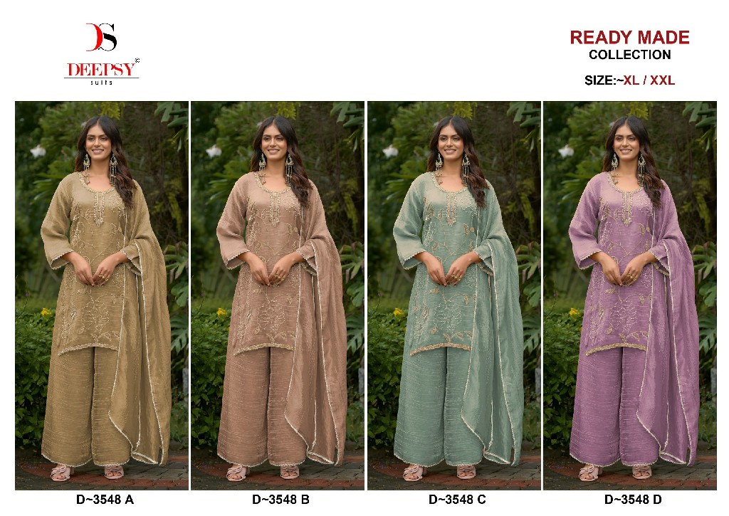 DEEPSY D.NO 3548 WHOLESALE READYMADE SALSA SILK WITH BEATS WORK PLAZZO STYLE 3 PCS SUITS SUPPLIER