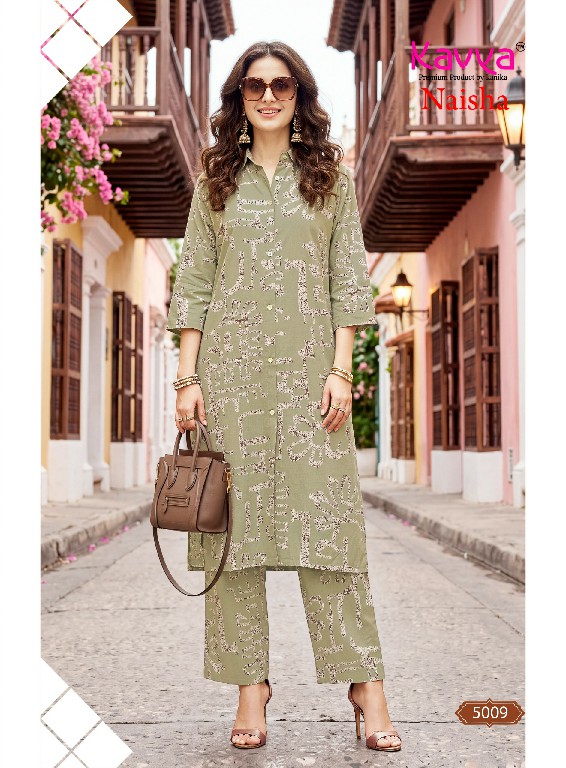 KAVYA NAISHA VOL 5 WHOLESALE READYMADE HEAVY RAYON TRENDY CASUAL WEAR CORD SET FOR EXPORT