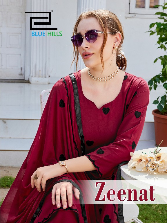 BLUE HILLS ZEENAT WHOLESALE READYMADE RAYON WITH WORK BIG SIZE HIT DESIGN 3 PCS COMBO SET SUITS EXPORTER