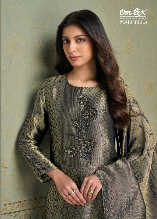 OMTEX MARCELLA WHOLESALE GIRAFFE SILK JACQUARD FESTIVE LOOK UNSTITCH SALWAR SUITS EXPORTER
