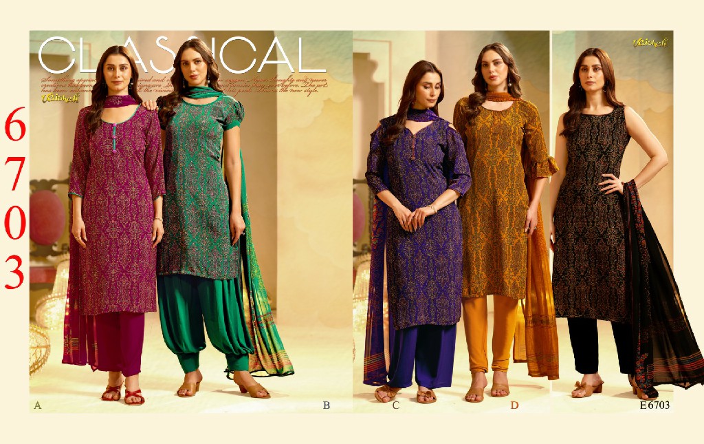 VAISHALI 6700 SERIES WHOLESALE PURE CRAPE PRINTED AMAZING UNSTITCH SALWAR SUITS FOR EXPORT
