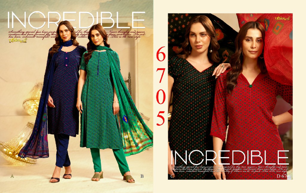 VAISHALI 6700 SERIES WHOLESALE PURE CRAPE PRINTED AMAZING UNSTITCH SALWAR SUITS FOR EXPORT