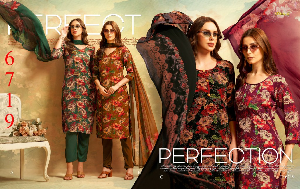 VAISHALI 6700 SERIES WHOLESALE PURE CRAPE PRINTED AMAZING UNSTITCH SALWAR SUITS FOR EXPORT