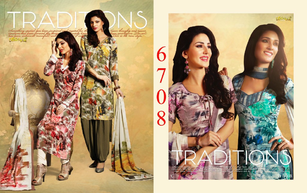 VAISHALI 6700 SERIES WHOLESALE PURE CRAPE PRINTED AMAZING UNSTITCH SALWAR SUITS FOR EXPORT