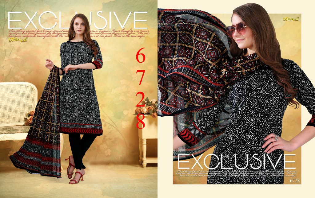 VAISHALI 6700 SERIES WHOLESALE PURE CRAPE PRINTED AMAZING UNSTITCH SALWAR SUITS FOR EXPORT