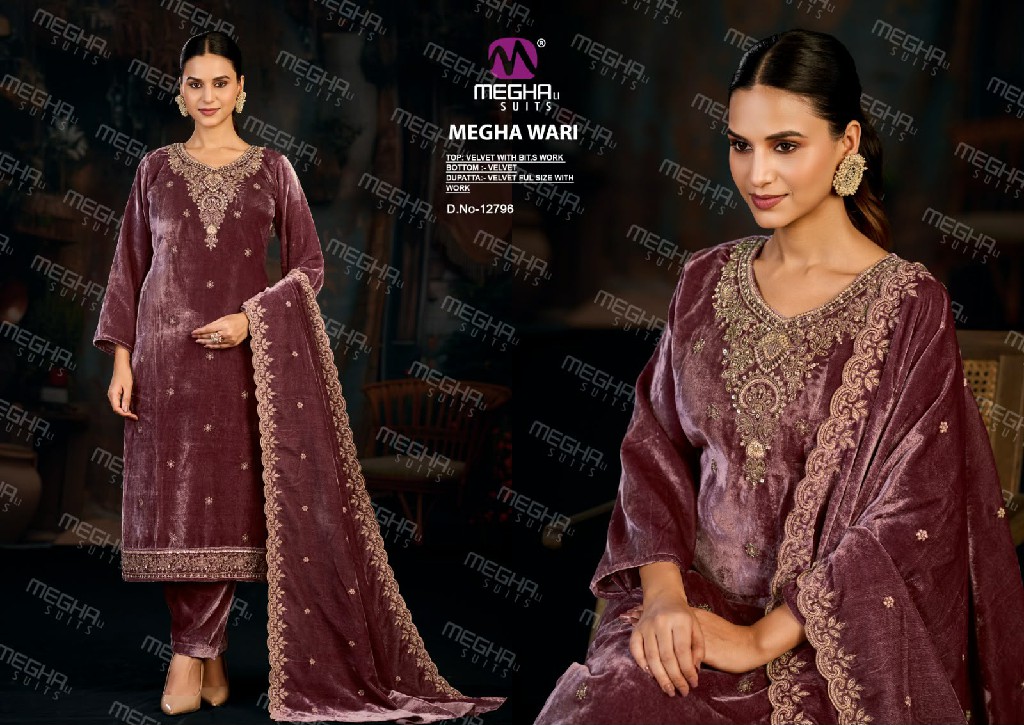MEGHALI SUITS WARI WHOLESALE VELVET WITH WORK WINTER WEAR UNSTITCH SALWAR SUITS FOR EXPORT