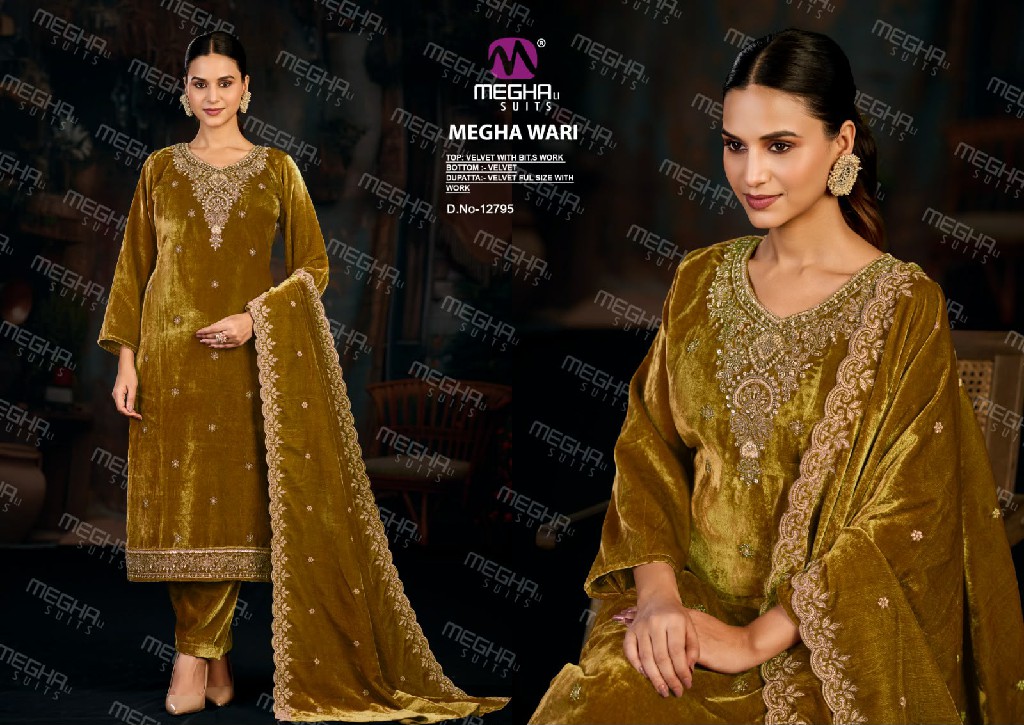 MEGHALI SUITS WARI WHOLESALE VELVET WITH WORK WINTER WEAR UNSTITCH SALWAR SUITS FOR EXPORT