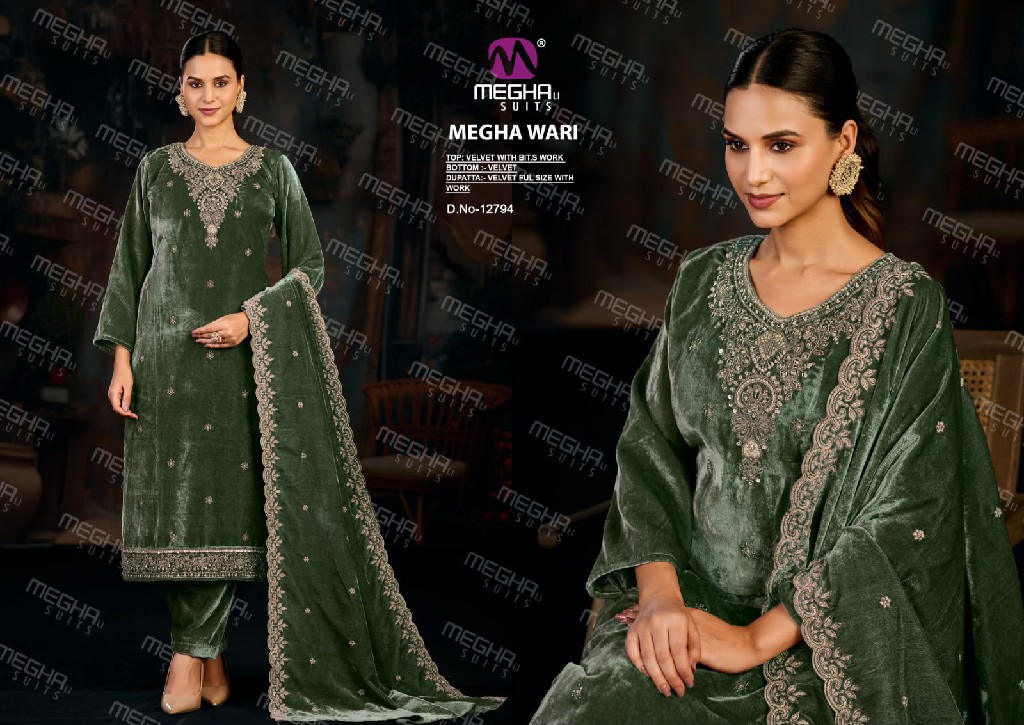 MEGHALI SUITS WARI WHOLESALE VELVET WITH WORK WINTER WEAR UNSTITCH SALWAR SUITS FOR EXPORT