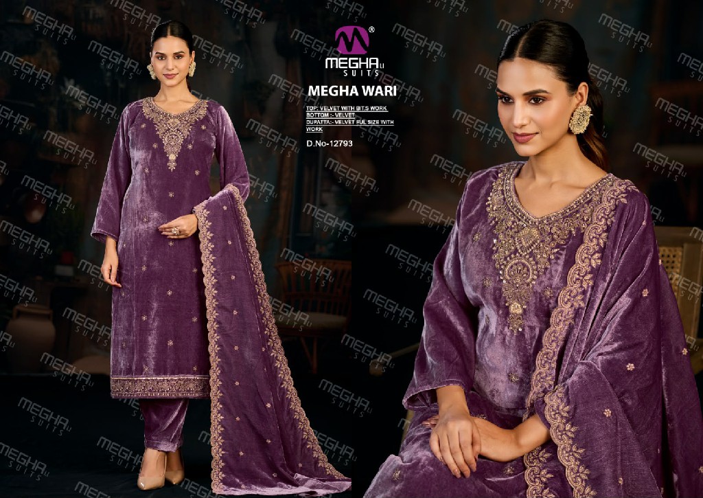 MEGHALI SUITS WARI WHOLESALE VELVET WITH WORK WINTER WEAR UNSTITCH SALWAR SUITS FOR EXPORT