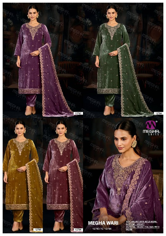 MEGHALI SUITS WARI WHOLESALE VELVET WITH WORK WINTER WEAR UNSTITCH SALWAR SUITS FOR EXPORT