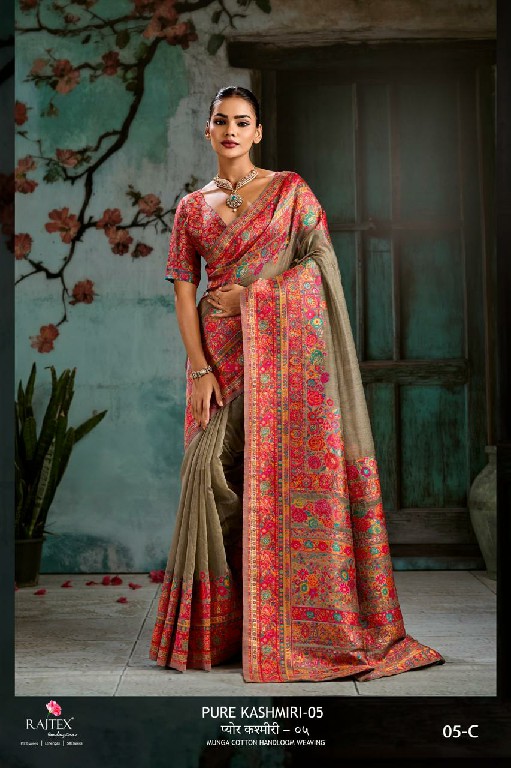 RAJTEX PURE KASHMIRI VOL 5 WHOLESALE MODAL PASHMINA HANDLOOM WEAVING PARTY WEAR SAREES FOR EXPORT