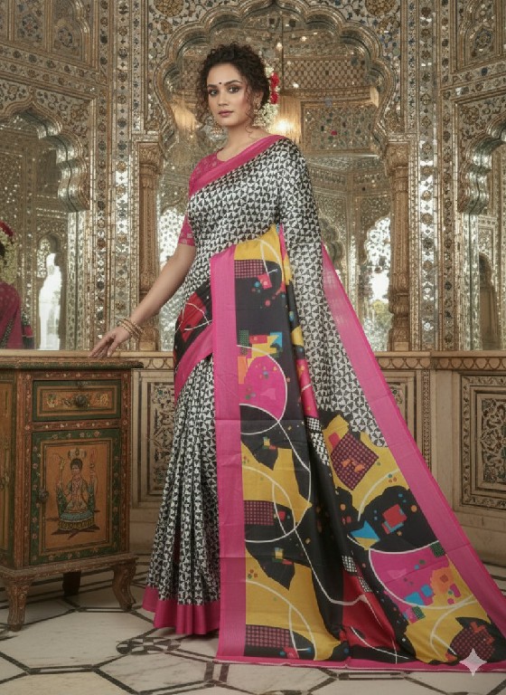 HYPNOTEX HNM WHOLESALE MALAI CREPE SOFT SILK DIGITAL PRINTED INDIAN SAREES FOR WOMEN SUPPLIER