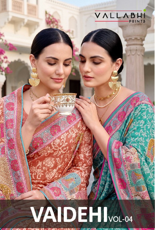 VALLABHI PRINTS VAIDEHI VOL 4 WHOLESALE DULL MOSS PRETTY LOOK SAREES FOR WOMEN SUPPLIER