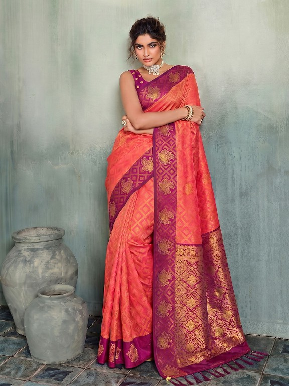 ASTITA MADRAS HANDLOOM WHOLESALE SILK BLEND LUXURIOUS INDIAN SAREES FOR WOMEN EXPORTER