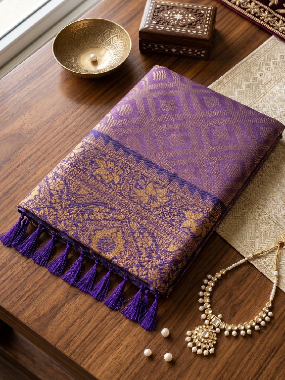ASTITA MADRAS HANDLOOM WHOLESALE SILK BLEND LUXURIOUS INDIAN SAREES FOR WOMEN EXPORTER