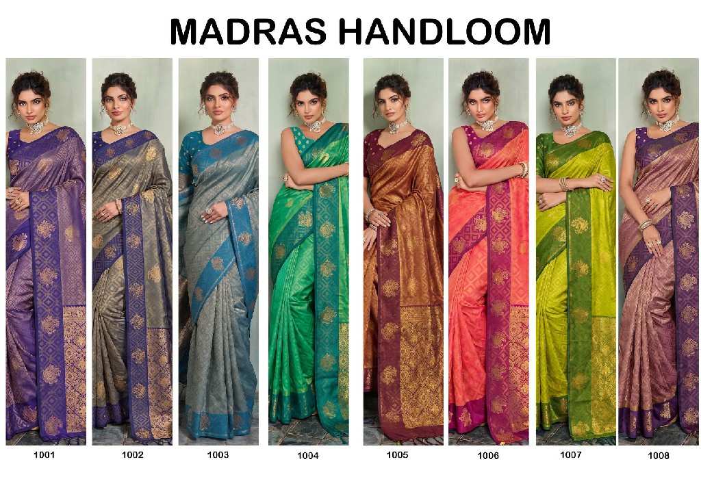 ASTITA MADRAS HANDLOOM WHOLESALE SILK BLEND LUXURIOUS INDIAN SAREES FOR WOMEN EXPORTER