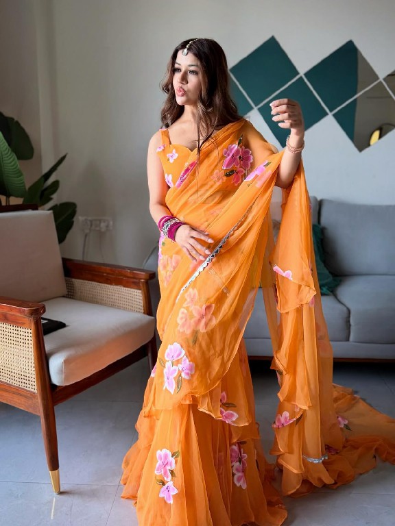 TEXTILEDEAL D.NO QRC-409 WHOLESALE FOUX GEORGETTE DIGITAL PRINTED TRENDING LEHENGA SAREES FOR WOMEN EXPORTER