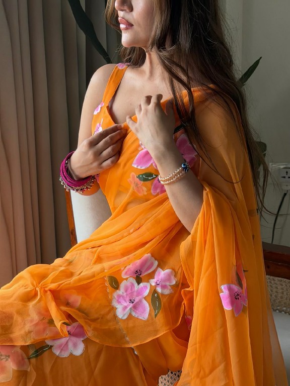 TEXTILEDEAL D.NO QRC-409 WHOLESALE FOUX GEORGETTE DIGITAL PRINTED TRENDING LEHENGA SAREES FOR WOMEN EXPORTER
