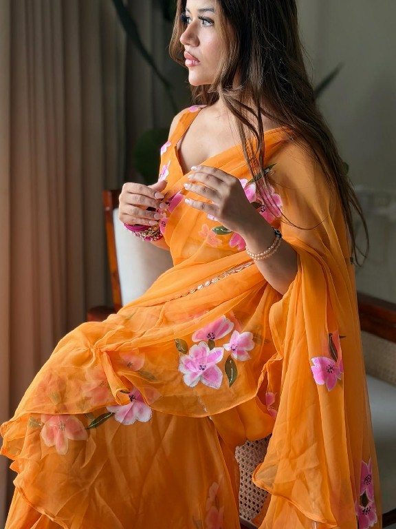 TEXTILEDEAL D.NO QRC-409 WHOLESALE FOUX GEORGETTE DIGITAL PRINTED TRENDING LEHENGA SAREES FOR WOMEN EXPORTER