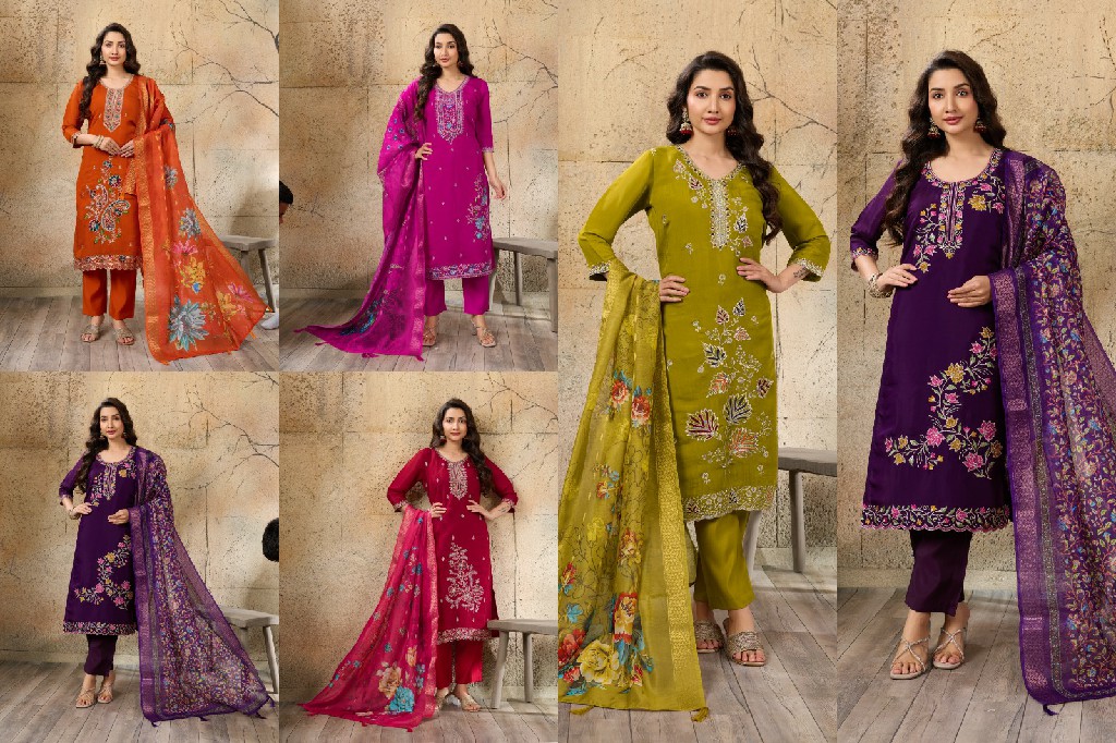 ASHWATH TRENDZ SEHNAZ WHOLESALE READYMADE MULL CHANDERI BEAUTIFUL 3 PCS SUITS EXPORTER