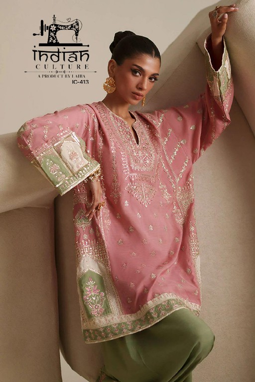 INDIAN CULTURE D.NO LRC-413 WHOLESALE READYMADE RAYON SARTIN UNIQUE PAKISTANI 3 PCS SUITS FOR EXPORT