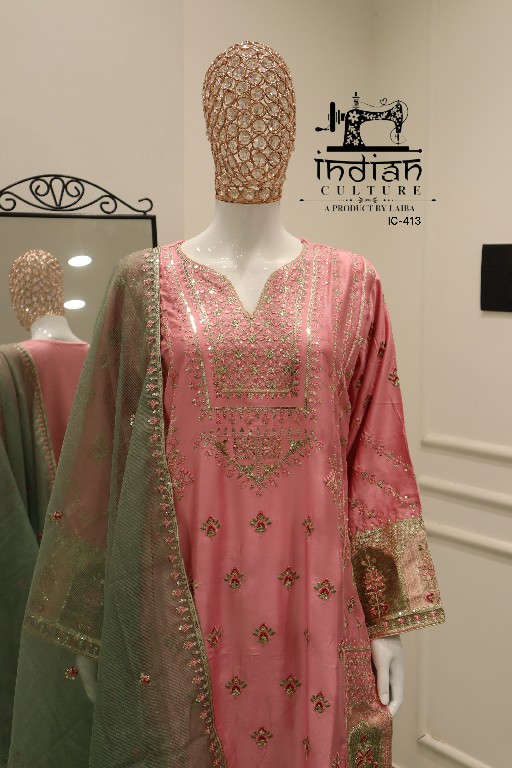 INDIAN CULTURE D.NO LRC-413 WHOLESALE READYMADE RAYON SARTIN UNIQUE PAKISTANI 3 PCS SUITS FOR EXPORT