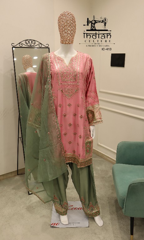 INDIAN CULTURE D.NO LRC-413 WHOLESALE READYMADE RAYON SARTIN UNIQUE PAKISTANI 3 PCS SUITS FOR EXPORT