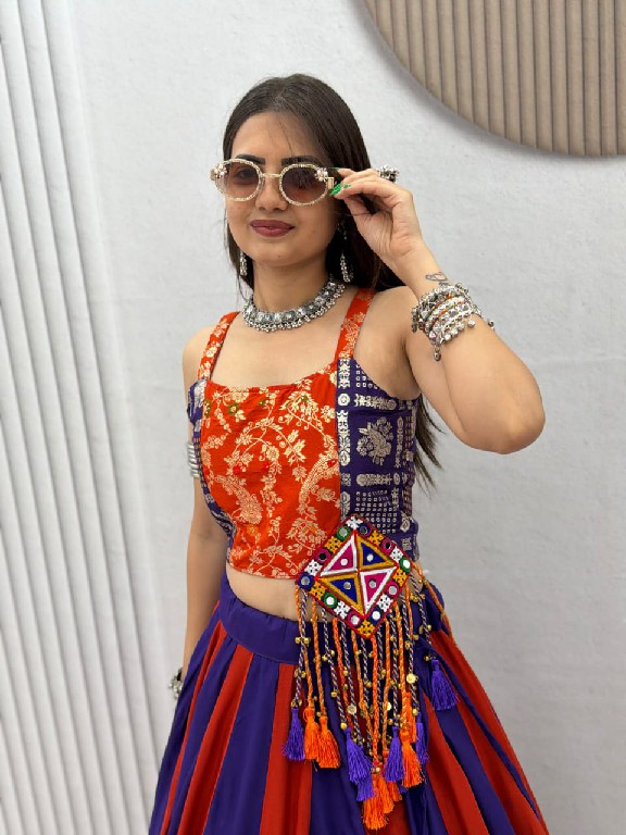 TAPI CREATION D.NO 344 WHOLESALE READYMADE NAVRATRI SPECIAL PURE COTTON MODERN LEHENGA CHOLI FOR EXPORT