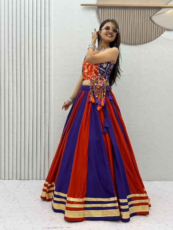 TAPI CREATION D.NO 344 WHOLESALE READYMADE NAVRATRI SPECIAL PURE COTTON MODERN LEHENGA CHOLI FOR EXPORT