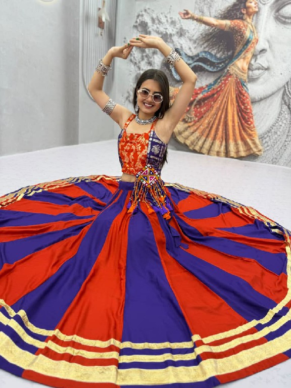 TAPI CREATION D.NO 344 WHOLESALE READYMADE NAVRATRI SPECIAL PURE COTTON MODERN LEHENGA CHOLI FOR EXPORT